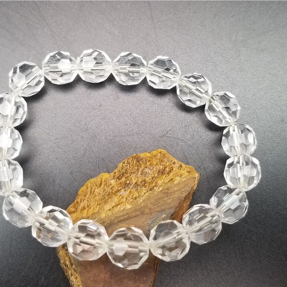 Clear crystal faceted bead bracelet beaded B734